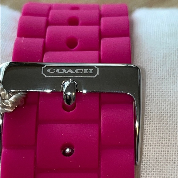 NWT! Woman’s Coach Silver and Pink Silicone Women's Watch, 40.0 mm - Picture 12 of 12